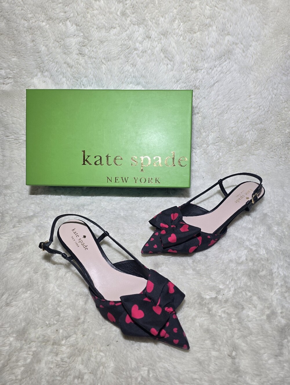 Kate Spade Daxton Heart Bow Pointed Toe Kitten Heel Slingback Pumps 7.5 M - Picture 4 of 13